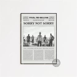 tyler, the creator retro newspaper print, sorry not sorry poster, lyrics print, tyler, the creator poster, poster, home