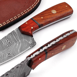 Custom Handmade Damascus Hunting Knife with Sheath 9" Best Camping,Hiking,Tactical,Survival Knife for Men Christmas Gift