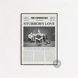 the lumineers newspaper print, stubborn love poster, stubborn love lyrics print, the lumineers poster, home decor, lc3 v