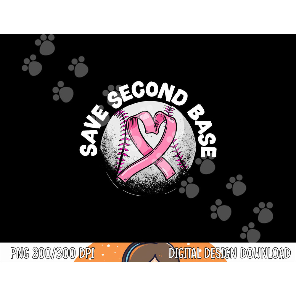 Save 2nd Base Baseball Player Breast Cancer Awareness png, sublimation.jpg