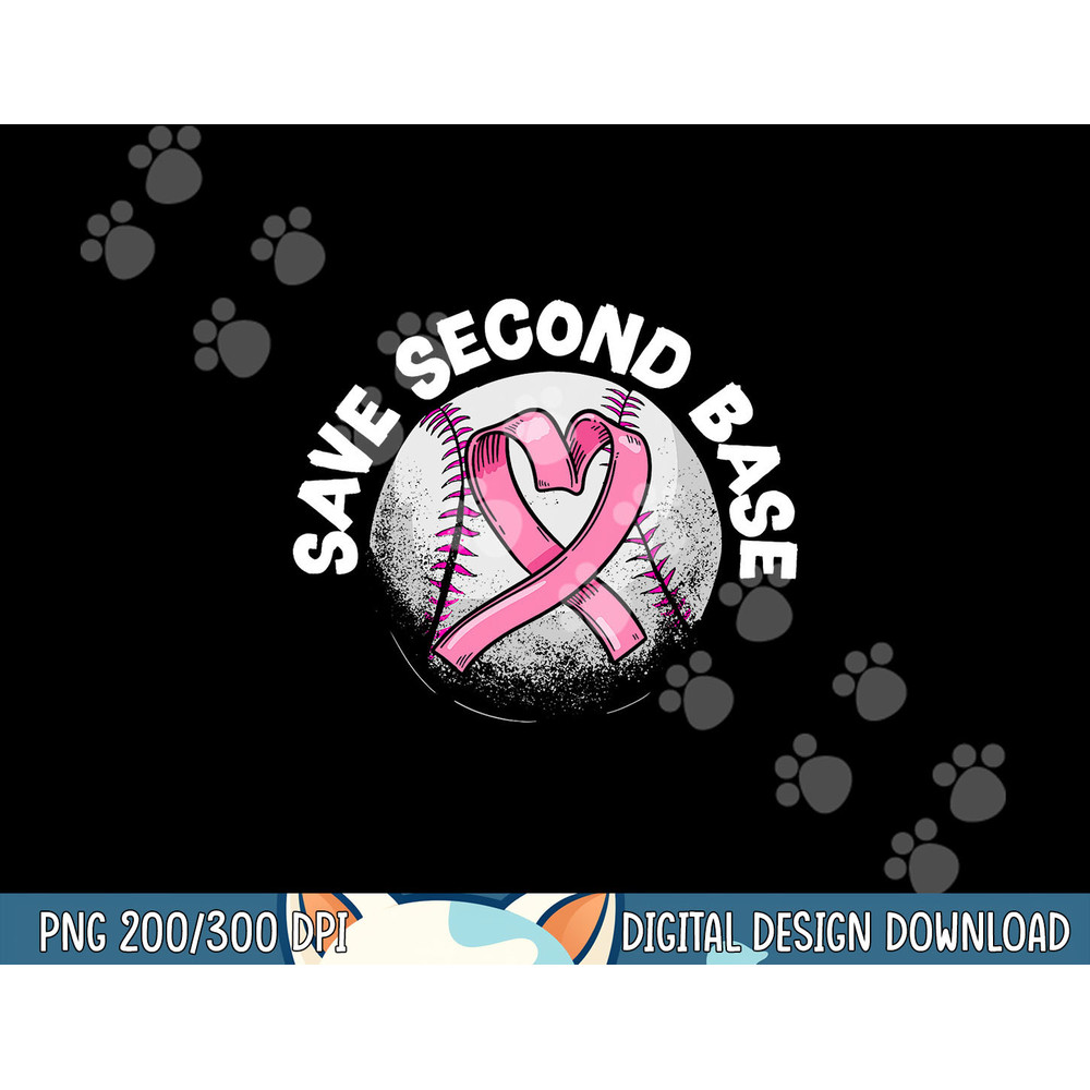 Save 2nd Base Baseball Player Breast Cancer Awareness png, sublimation.jpg
