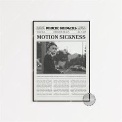 phoebe bridgers retro newspaper print, motion sickness poster, motion sickness lyrics print, phoebe bridgers poster, pos