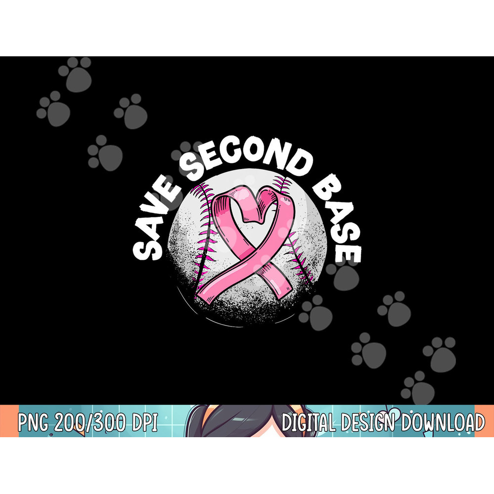 Save 2nd Base Baseball Player Breast Cancer Awareness png, sublimation .jpg