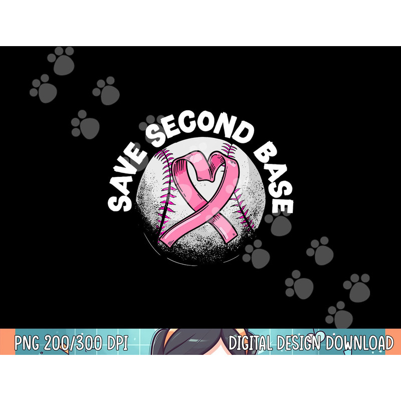 Save 2nd Base Baseball Player Breast Cancer Awareness png, sublimation .jpg