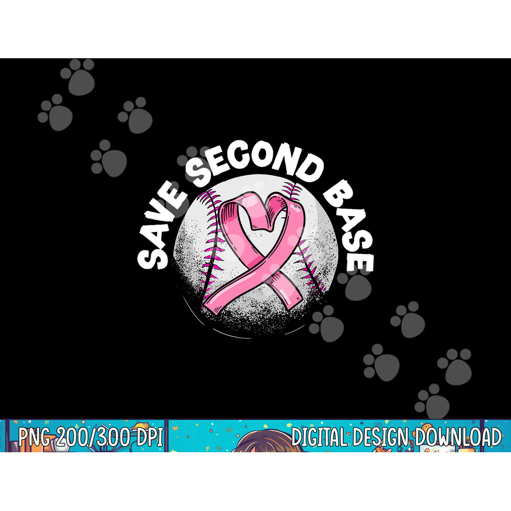 Save 2nd Base Baseball Player Breast Cancer Awareness png, sublimation.jpg