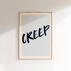 music inspired poster, creep,  song lyrics wall art, gig poster, lyrics art, concert poster, music print,  indie rock mu