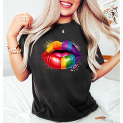 sensual lips lgbt shirt,lgbtq shirt, pride month shirts, gay pride shirt, rainbow pride shirt, rainbow lips shirt, gay t