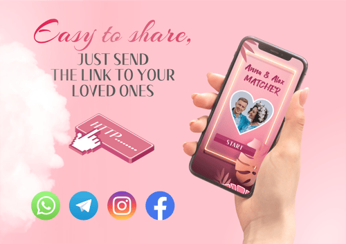 Custom Love theme Digital Invitation Surprise memory Game with you photos, text and music 001
