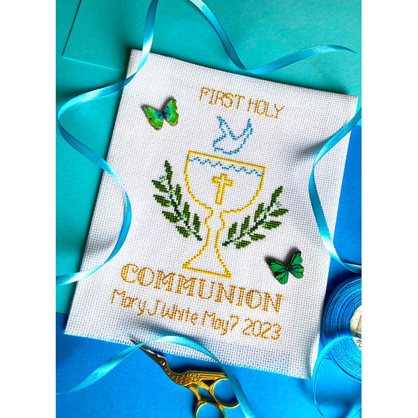 FIRST HOLY COMMUNION with alphabet and Numbers cross stitch | Inspire ...