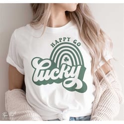 happy go lucky svg, st patricks day svg, lucky rainbow svg, lucky shirt svg, irish svg, shamrock svg, png sublimation, s