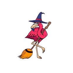 flamingo witch halloween svg halloween witch vector svg, halloween witch gift for halloween day svg, silhouette sublimat