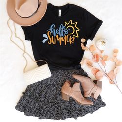 hello summer shirt for women, hello summer tshirt, summer tshirt for her, sunshine shirt, beach t shirt for her, summer