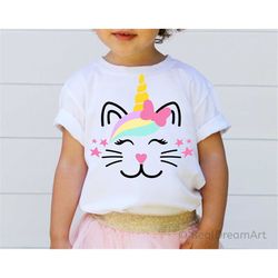 cat unicorn svg, unicorn face svg, cute unicorn head svg, caticorn svg, girl kitty face with eyelashes shirt svg files f