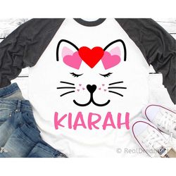 kitty face svg, cat face with lashes, valentines day svg, kitty monogram svg, cute baby girl svg, valentines shirt svg f