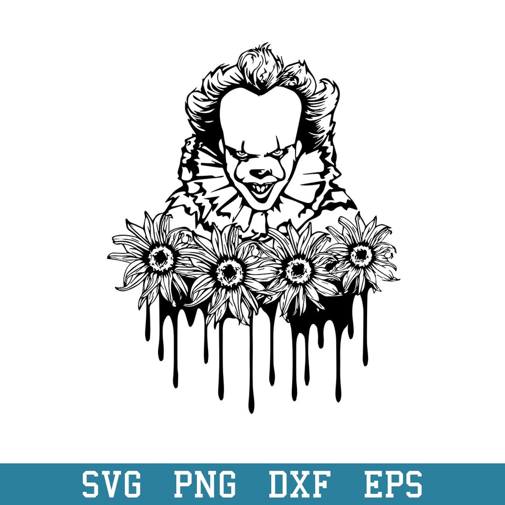 Pennywise Flower Svg, Horror Characters Svg, Halloween Svg, Png Dxf Eps Digital File.jpeg
