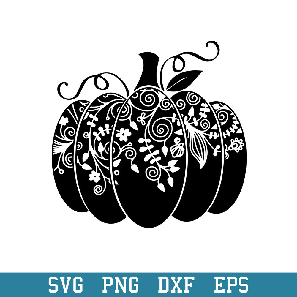 Pumpkin Floral Mandala Svg, Halloween Svg, Png Dxf Eps Digital File.jpeg