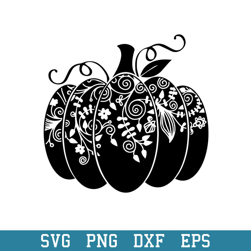 Pumpkin Floral Mandala Svg, Halloween Svg, Png Dxf Eps Digital File.jpeg