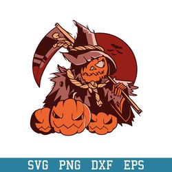 pumpkin grim reaper svg, halloween svg, png dxf eps digital file