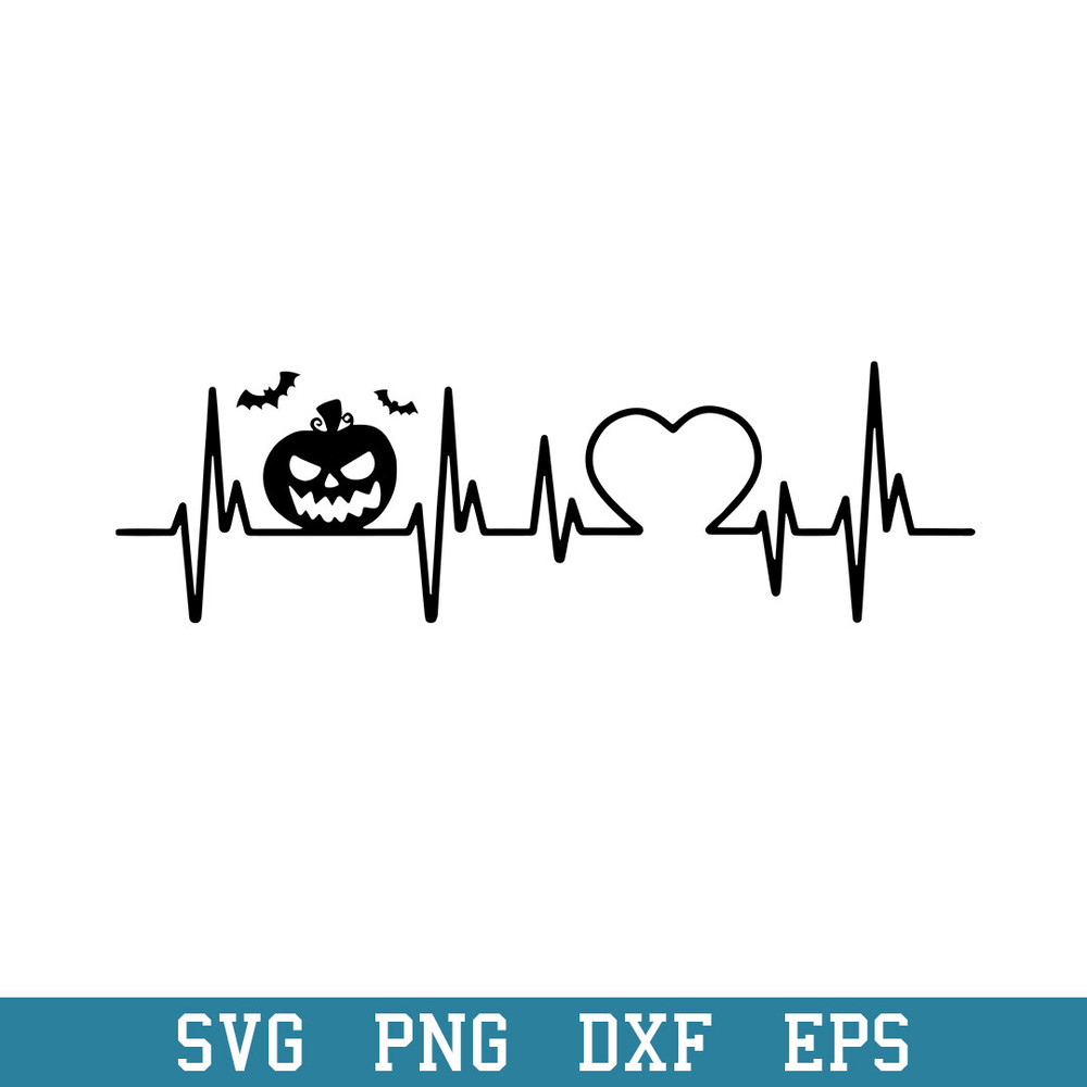 Pumpkin Heartbeat Halloween Svg, Halloween Svg, Png Dxf Eps Digital File.jpeg