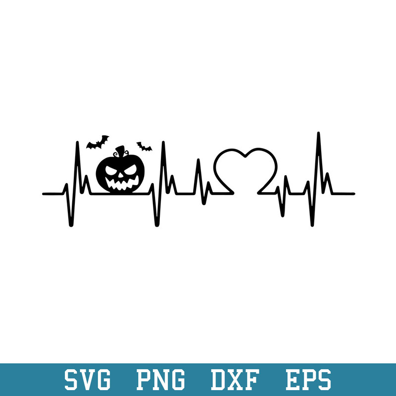 Pumpkin Heartbeat Halloween Svg, Halloween Svg, Png Dxf Eps Digital File.jpeg