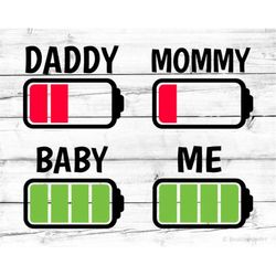 matching family svg mommy & me daddy and me svg battery low svg mother father son matching svg mom daughter shirts svg f