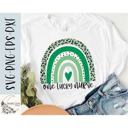 one lucky nurse rainbow svg design - lucky svg file for cricut - st patrick's day shirt svg - nurse rainbow digital down