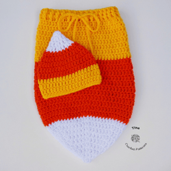 CROCHET PATTERN - Candy Corn Hat and Cocoon Outfit | Newborn Photo Prop | Crochet Halloween Costume