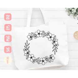 wreath svg design - wildflower wreath file for cricut - christmas rose svg - cut file