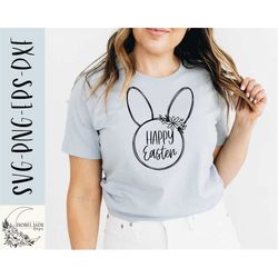 bunny svg design - easter svg file for cricut - bunny flower svg - cute easter shirt svg - digital download