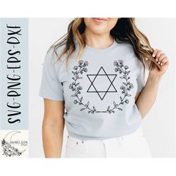 star of david svg design - hanukkah svg file for cricut - hanukkah shirt svg - wreath svg -cut file