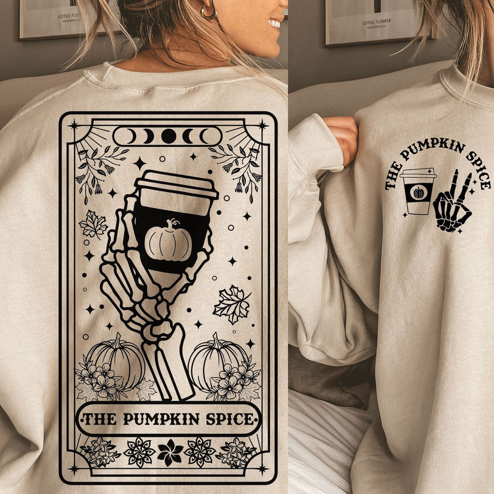 The Pumpkin spice Tarot Card SVG, Pumpkin spice tarot svg, Pumpkin spice latte svg, tarot card svg, pumpkin spice skull svg - 2.jpg