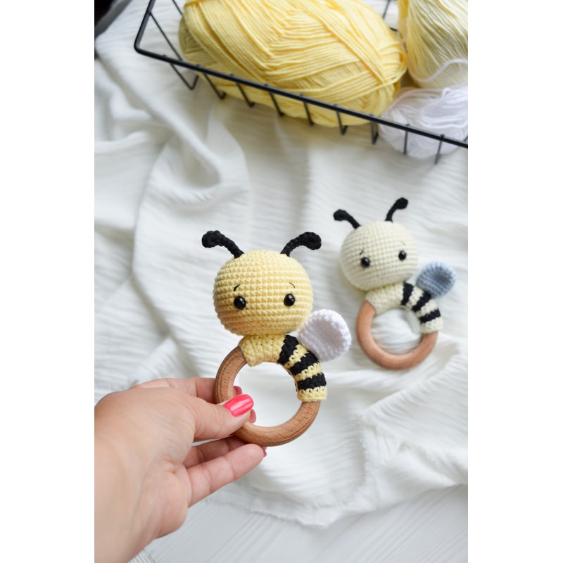Honey bee crochet pattern cute baby rattle for beginner, 1th | Inspire ...