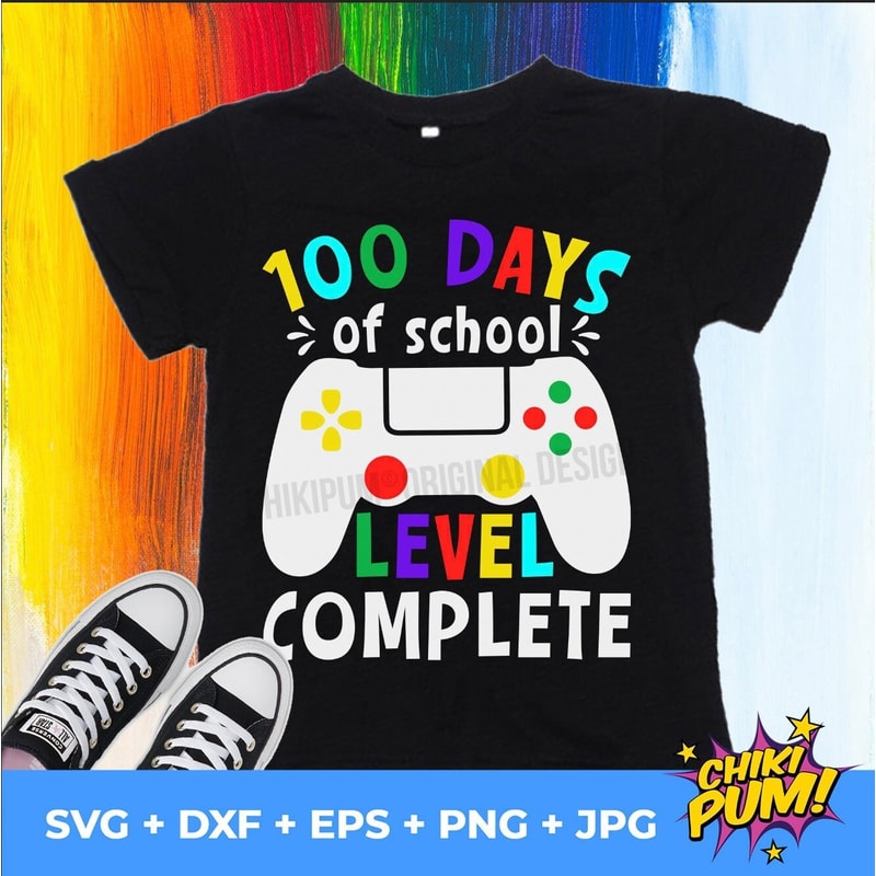 100 days of School Level Complete SVG, Boys 100 Days of School SVG, Gamer 100th Day svg, Gaming 100 Days svg, 100th Day of School cut files - 1.jpg