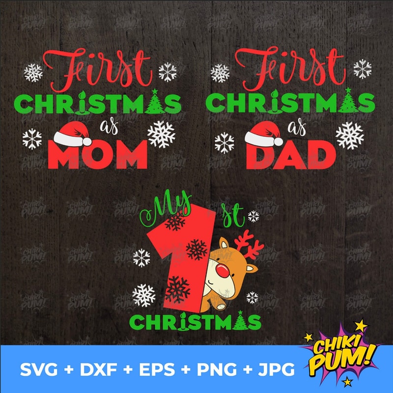 1st Christmas family bundle, My first Christmas SVG, First Christmas as a mom SVG, First Christmas as a dad SVG - 2.jpg