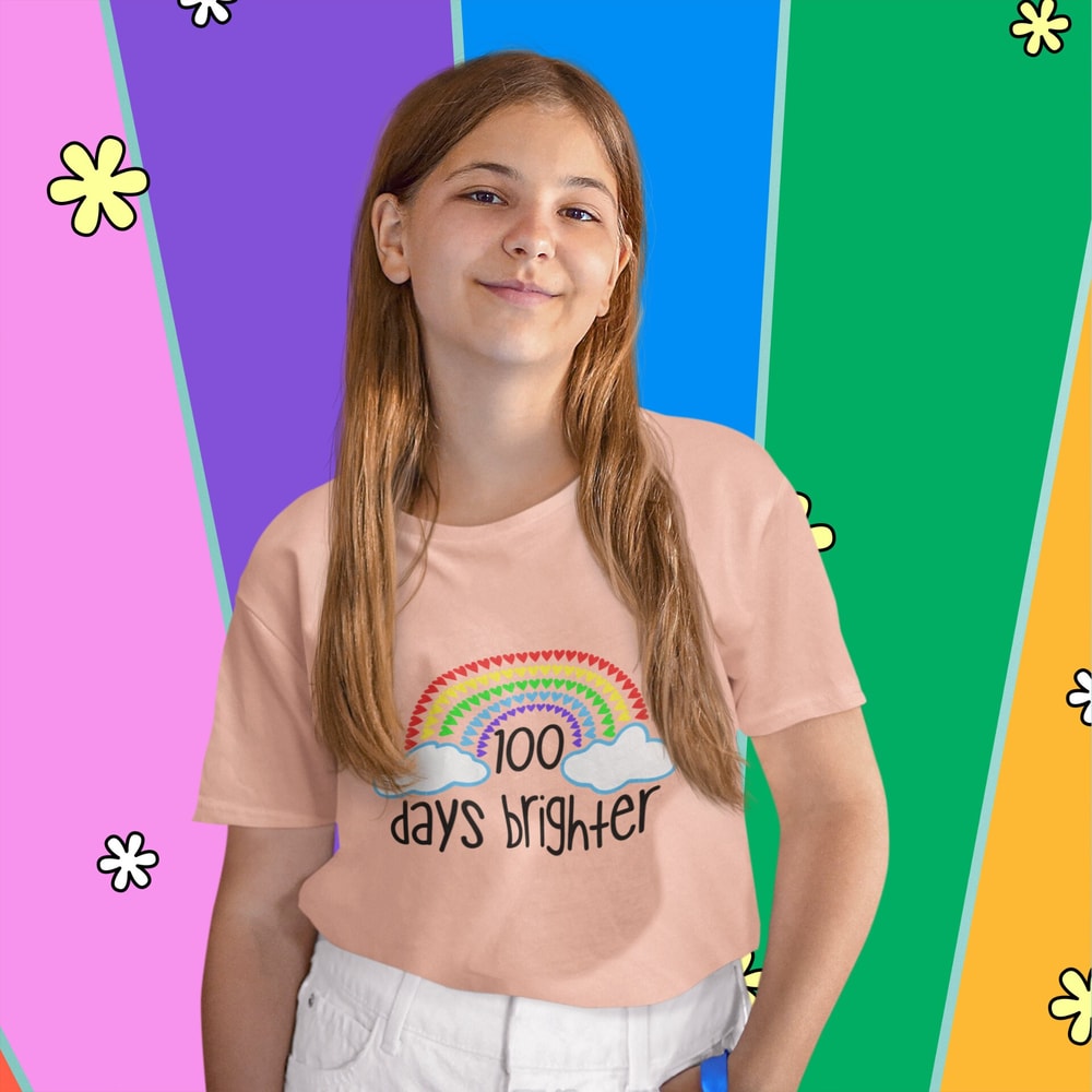 100 Days of School SVG, 100 Days Brighter SVG, 100 Hearts SVG, 100th Day of School Rainbow Svg, Silhouette, Cricut - 3.jpg