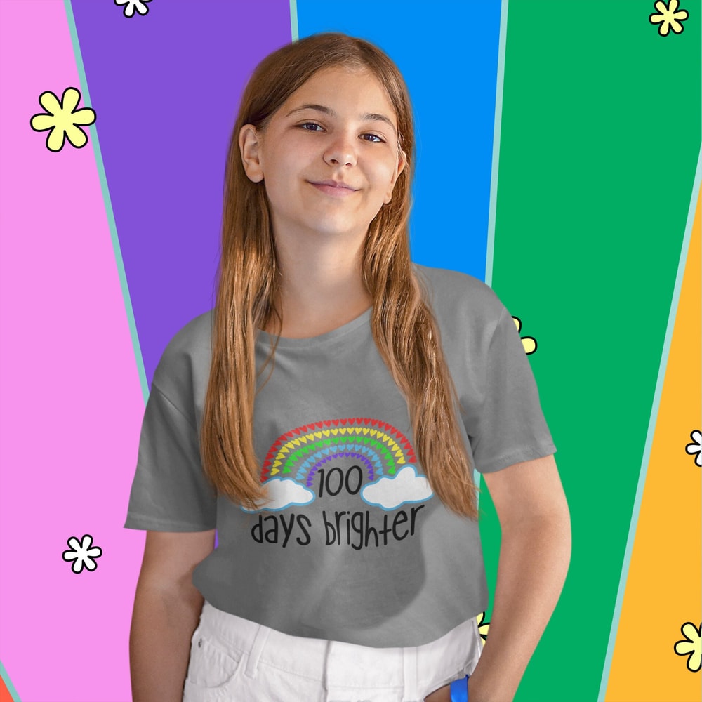 100 Days of School SVG, 100 Days Brighter SVG, 100 Hearts SVG, 100th Day of School Rainbow Svg, Silhouette, Cricut - 4.jpg