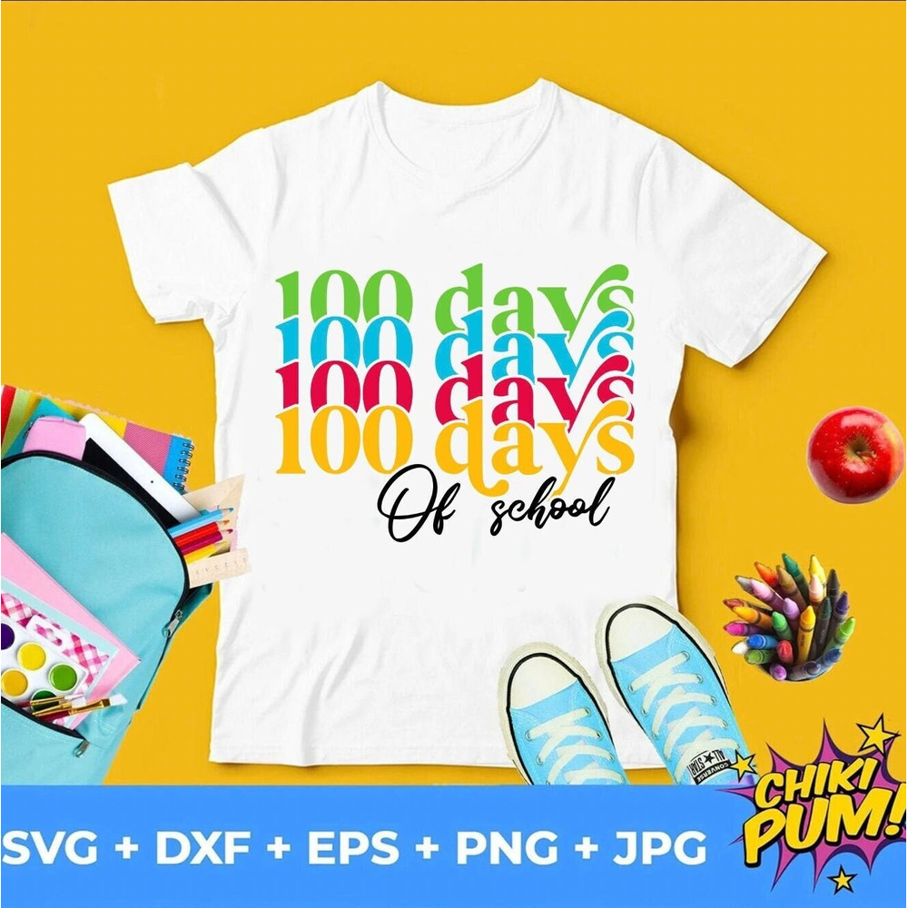100 days of school SVG, 100 days SVG, 100 days teacher shirt cut files - 1.jpg