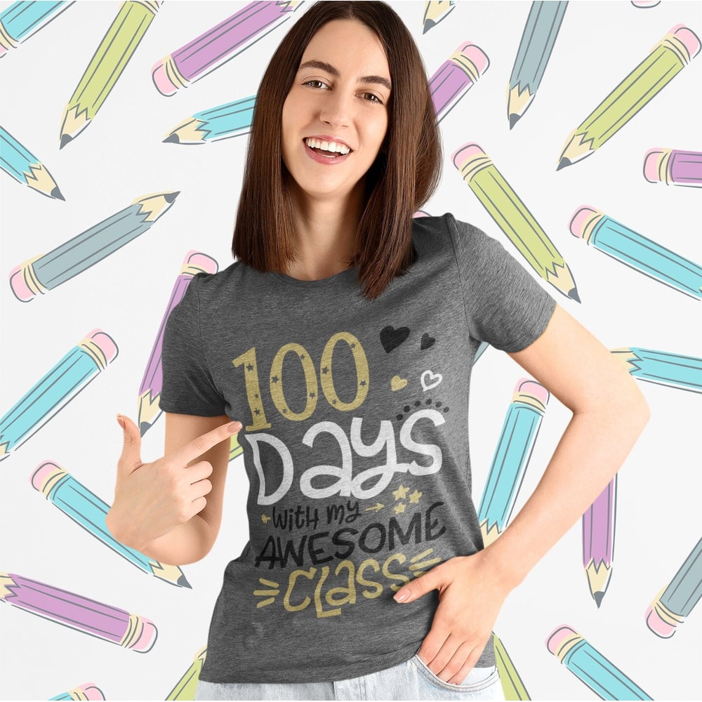 100 days with my awesome class svg, 100 days of School svg, Teacher svg, Cricut files (Includes Glitter PNG 300 dpi) - 2.jpg