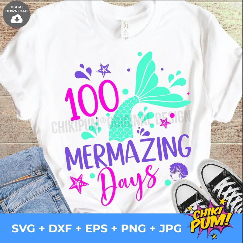 100 mermazing days SVG, 100 days of school SVG, 100 days SVG, Files for cricut and Silhouette - 10.jpg