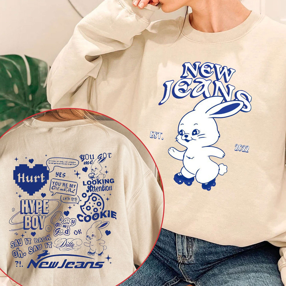 2 sides NewJeans Track List Sweatshirt, Kpop Newjeans Shirt, Newjeans Merch, Bunnies Gifts, Cute NewJeans Bunny Shirt, Newjeans Ditto Hurt - 3.jpg
