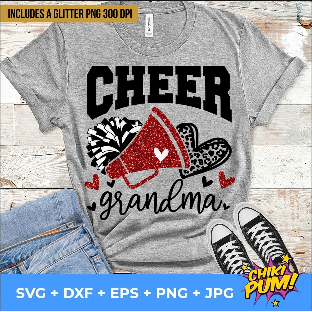 Cheer Grandma Svg, Football Leopard Print Heart Svg, Leopard Glitter Red Cheerleader Svg, Cheer Group Shirts Svg, Iron On Png - 1.jpg