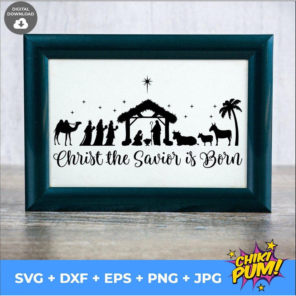 Christ the savior is born svg, Nativity scene svg, Christmas svg, Holiday Decoration Decal, Vinyl Cut File, Nativity Cricut svg - 3.jpg