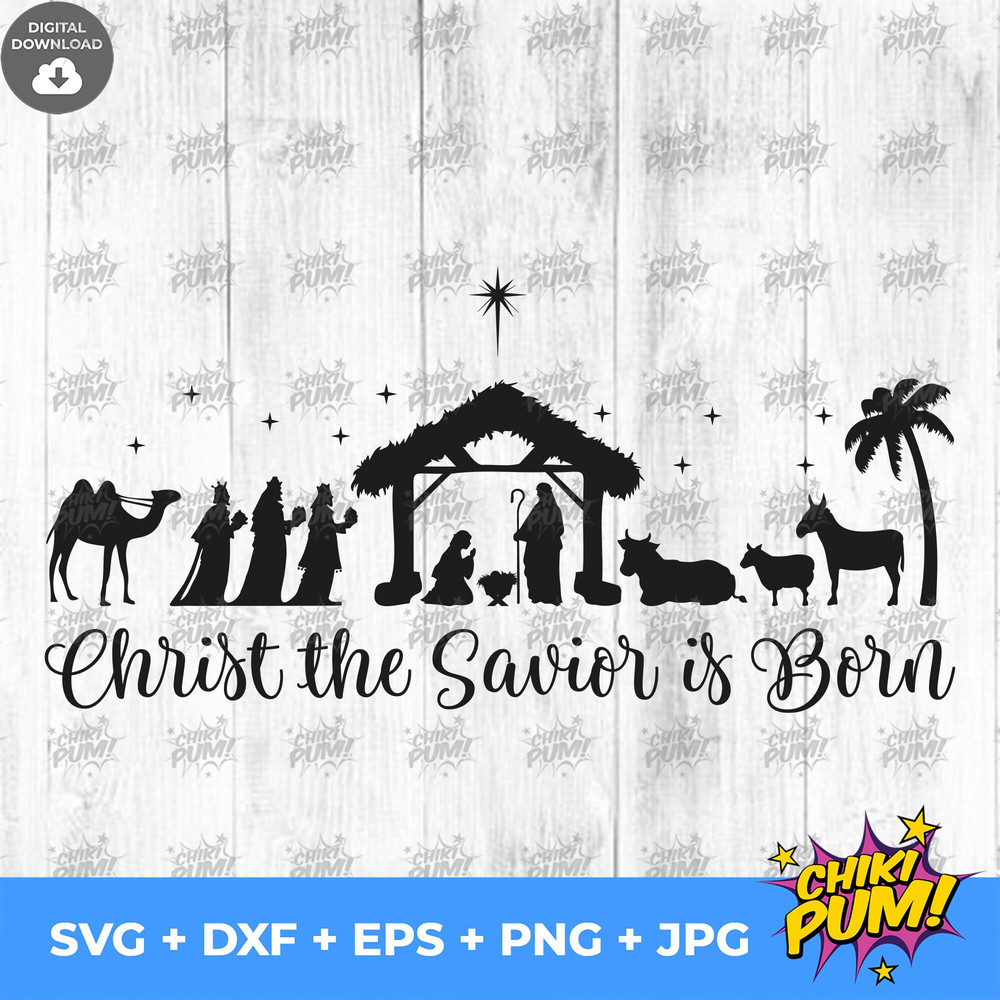 Christ the savior is born svg, Nativity scene svg, Christmas svg, Holiday Decoration Decal, Vinyl Cut File, Nativity Cricut svg - 5.jpg