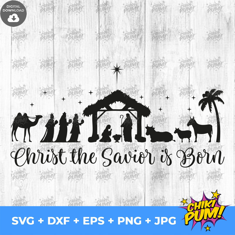Christ the savior is born svg, Nativity scene svg, Christmas svg, Holiday Decoration Decal, Vinyl Cut File, Nativity Cricut svg - 5.jpg