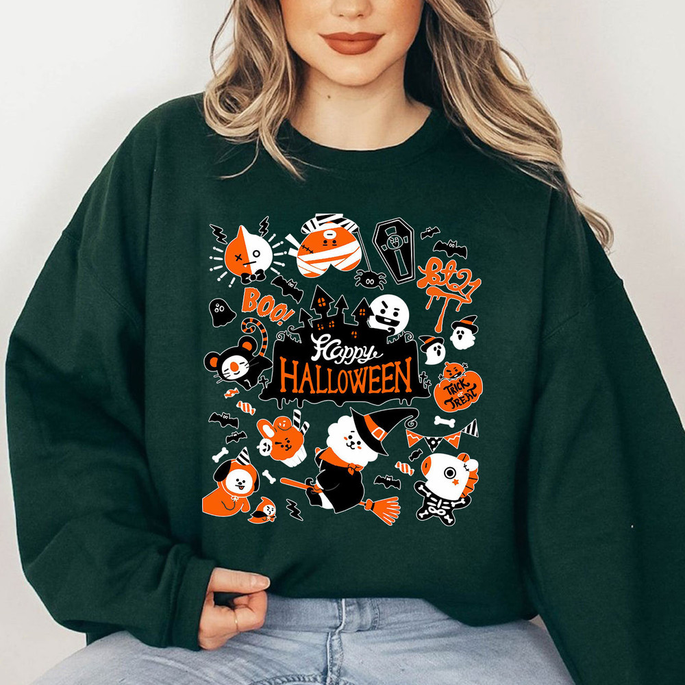 BTS BT21 Boo Shirt, BTS BT21 Halloween Shirt, Bt21 All characters Tee, Gift For Army, BT21 Spooky Season Sweatshirt, Kpop Bangtan shirt - 3.jpg