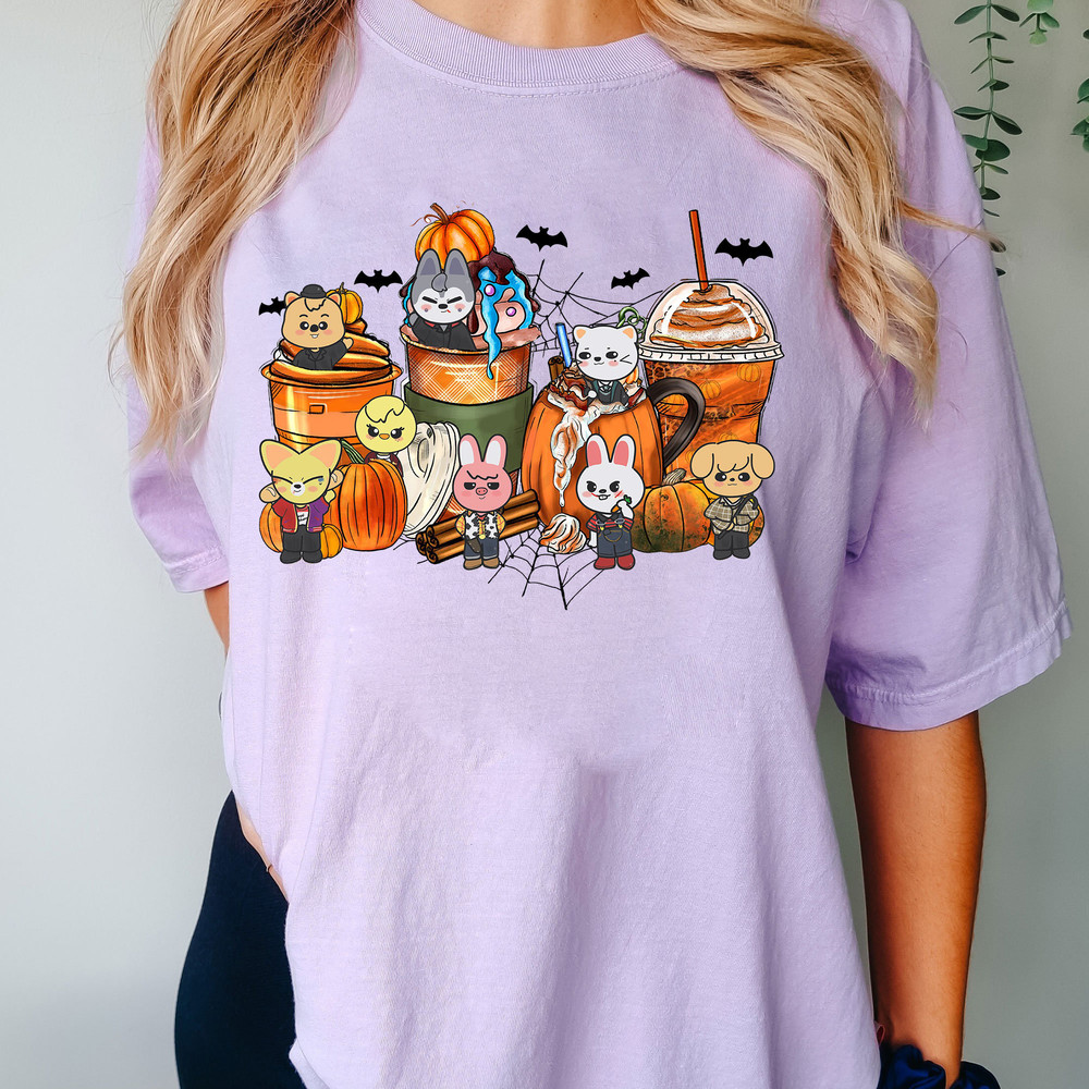Halloween SKZOO Coffee Shirt, Cute Stray Kids Halloween Shirt, Skzoo pumpkin shirt, Stay Gift, Stray Kids Skzoo Merch, Kpop Stray Kids tee - 2.jpg