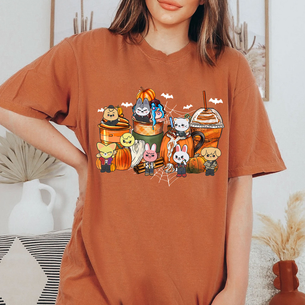 Halloween SKZOO Coffee Shirt, Cute Stray Kids Halloween Shirt, Skzoo pumpkin shirt, Stay Gift, Stray Kids Skzoo Merch, Kpop Stray Kids tee - 3.jpg