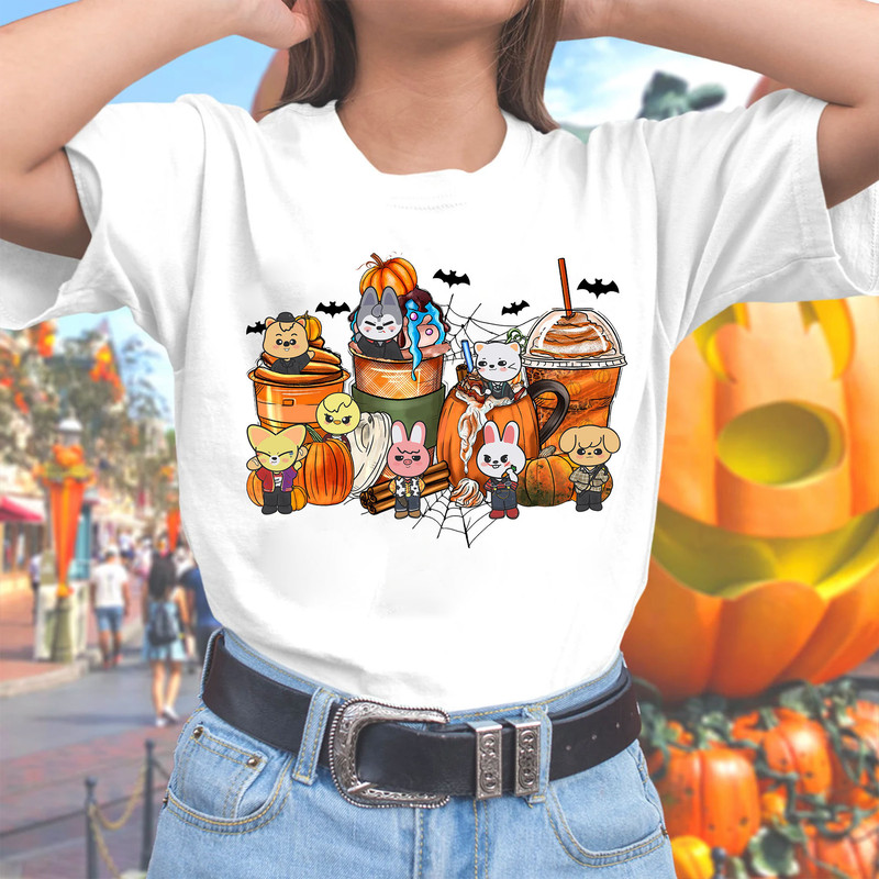 Halloween SKZOO Coffee Shirt, Cute Stray Kids Halloween Shirt, Skzoo pumpkin shirt, Stay Gift, Stray Kids Skzoo Merch, Kpop Stray Kids tee - 4.jpg