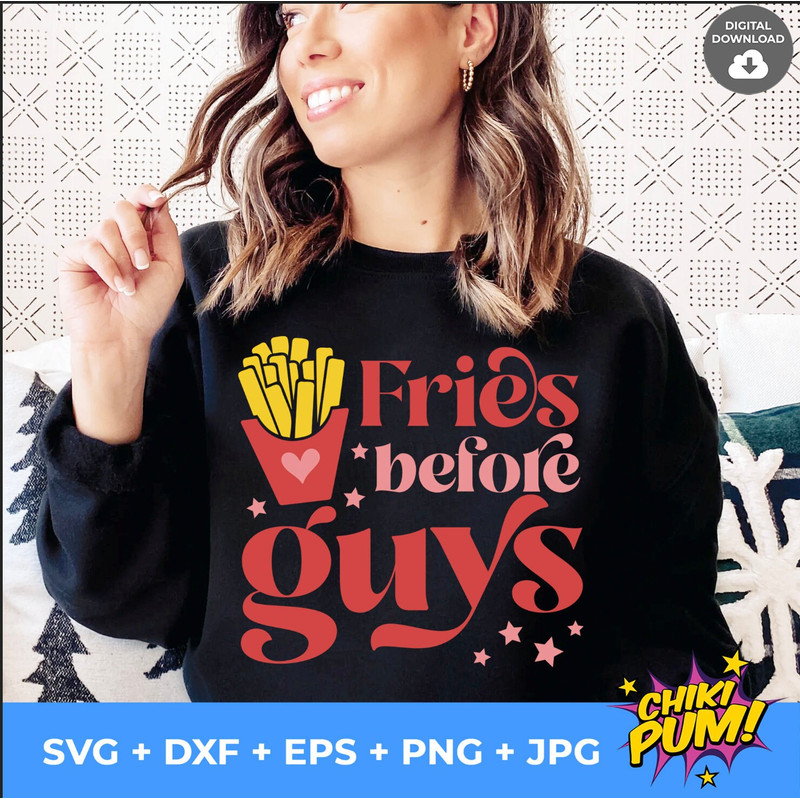 Fries before guys retro SVG cut file, Retro Valentines day svg, Girly valentine svg, Valentines png and cut files - 9.jpg