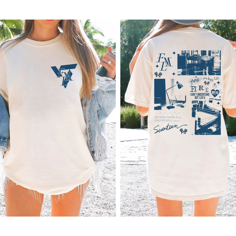 Retro Seventeen FML Shirt, Seventeen Kpop Sweatshirt, Seventeen FML Track List Shirt, Gift for Carat, Seventeen Merch, Seventeen Logo Tee - 3.jpg